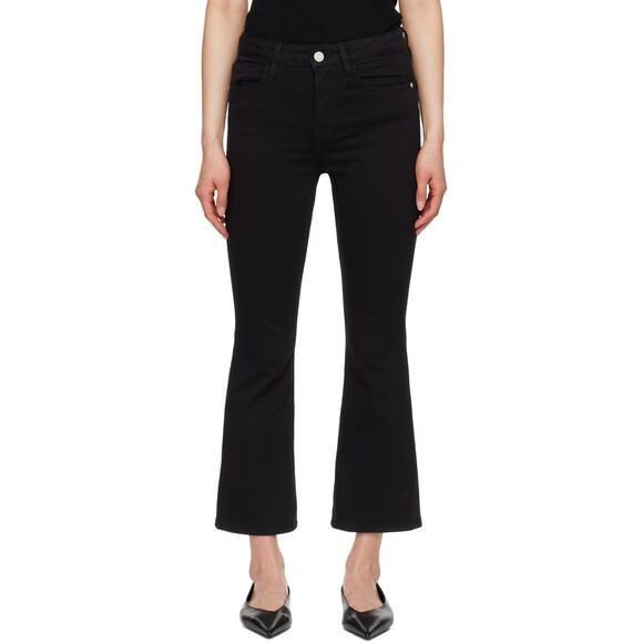 Frame Le Crop Mini Boot Jeans size 28 Black Stretch Minimal Business Mid Rise - Picture 1 of 14